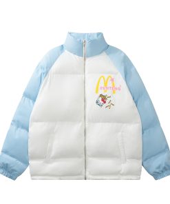 Cute Cartoon Hello Kitty Cotton Jacket - Winter Warm Curry Man McDonald's Style Coat for Cozy Comfort