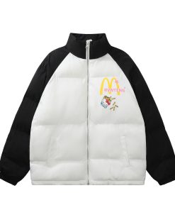 Cute Cartoon Hello Kitty Cotton Jacket - Winter Warm Curry Man McDonald's Style Coat for Cozy Comfort