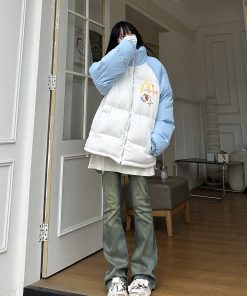 Cute Cartoon Hello Kitty Cotton Jacket - Winter Warm Curry Man McDonald's Style Coat for Cozy Comfort