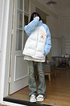 Cute Cartoon Hello Kitty Cotton Jacket - Winter Warm Curry Man McDonald's Style Coat for Cozy Comfort