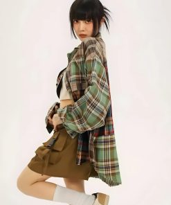 Cute Casual Outfits Jeans, Baggy Jeans For Women - Grunge Plaid Shirt