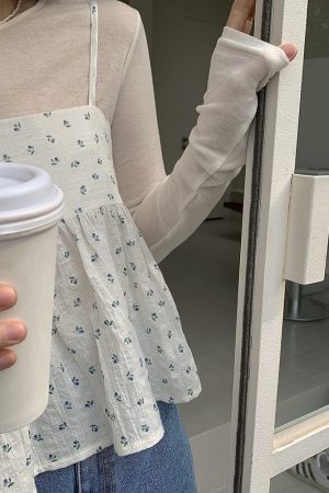 Cute Cherry Pattern Camisole with Strap Design - Fitted Corset Style, Y2K Aesthetic, Korean Fashion Top