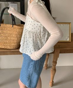 Cute Cherry Pattern Camisole with Strap Design - Fitted Corset Style, Y2K Aesthetic, Korean Fashion Top