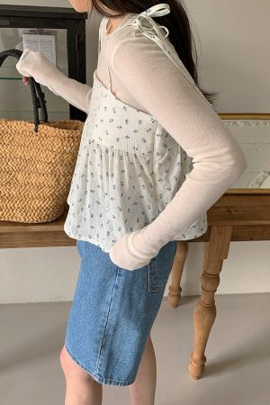 Cute Cherry Pattern Camisole with Strap Design - Fitted Corset Style, Y2K Aesthetic, Korean Fashion Top