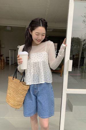 Cute Cherry Pattern Camisole with Strap Design - Fitted Corset Style, Y2K Aesthetic, Korean Fashion Top