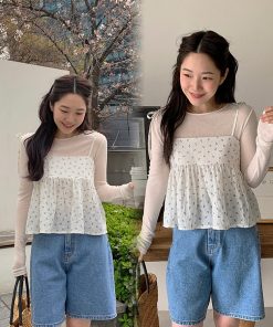 Cute Cherry Pattern Camisole with Strap Design - Fitted Corset Style, Y2K Aesthetic, Korean Fashion Top