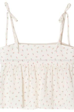 Cute Cherry Pattern Camisole with Strap Design - Fitted Corset Style, Y2K Aesthetic, Korean Fashion Top