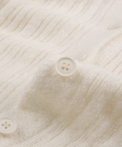 Cute Classic Outfits, Modest Girly Outfits - Button Up Off Shoulder Knitted Top