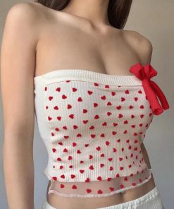 Cute Everyday Outfits, Outfit Inspo Casual - Heart Ribbed Tube Top