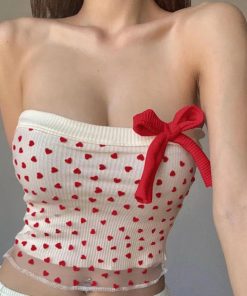 Cute Everyday Outfits, Outfit Inspo Casual - Heart Ribbed Tube Top