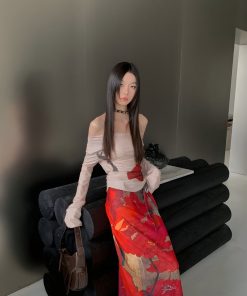 Cute Fashion Drawings, Girl In Dress Drawing - Floral Off Shoulder Top