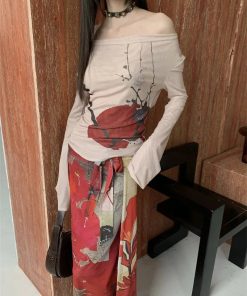 Cute Fashion Drawings, Girl In Dress Drawing - Floral Off Shoulder Top