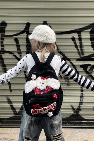 Cute Fluffy Dog Backpack for Autumn Winter, Y2K Style, Perfect for Class and Commuting, Festive Christmas Accessory
