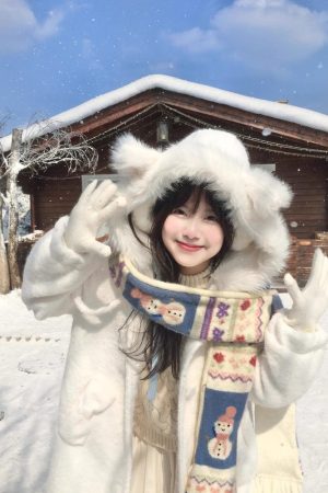 Cute Jacquard Snowman Tassel Scarf - Thickened Warm Neck Guard for Women, Versatile Autumn & Winter Accessory 2025