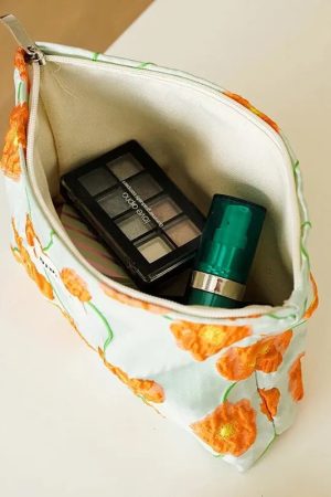 Cute Modern Outfits, Alter Ego Outfits - Orange Flowers Makeup Bag