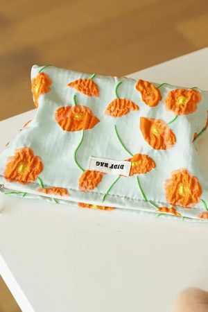 Cute Modern Outfits, Alter Ego Outfits - Orange Flowers Makeup Bag