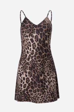 Cute Modest Outfits, Street Style Outfits Casual - Leopard Backless Mini Dress
