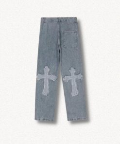 cute pink lolita fashion, Outfits For Girls Aesthetic - Cross Patchwork Baggy Jeans