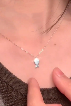 Cute Playful Little Fish Minimalist Necklace â€“ 2025 Korean Style Clavicle Chain for High-End Fashion Lovers