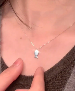 Cute Playful Little Fish Minimalist Necklace – 2025 Korean Style Clavicle Chain for High-End Fashion Lovers
