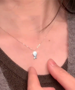 Cute Playful Little Fish Minimalist Necklace – 2025 Korean Style Clavicle Chain for High-End Fashion Lovers