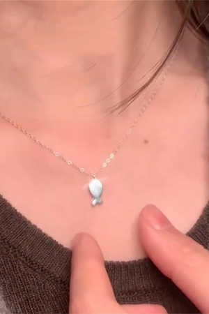 Cute Playful Little Fish Minimalist Necklace â€“ 2025 Korean Style Clavicle Chain for High-End Fashion Lovers