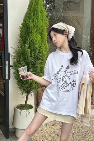 Cute Short Sleeve T-shirt for Women, Year of the Dragon Design, 100% Cotton Casual Summer Top, Sweet Style, Y2K Fashion