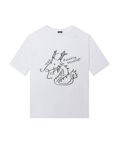 Cute Short Sleeve T-shirt for Women, Year of the Dragon Design, 100% Cotton Casual Summer Top, Sweet Style, Y2K Fashion