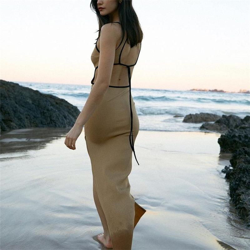 Cute Simple Outfits, Y2k Woman - Cut Out Bodycon Maxi Dress Cute Simple Outfits, Y2k Woman - Cut Out Bodycon Maxi Dress