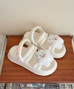 Cute Thick-Soled Slippers for Women - 2025 Summer Non-Slip Beach Sandals, Two-Way Wear, Trendy Casual Footwear