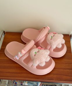 Cute Thick-Soled Slippers for Women - 2025 Summer Non-Slip Beach Sandals, Two-Way Wear, Trendy Casual Footwear