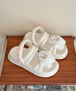 Cute Thick-Soled Slippers for Women - 2025 Summer Non-Slip Beach Sandals, Two-Way Wear, Trendy Casual Footwear