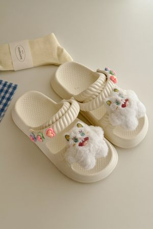 Cute Thick-Soled Slippers for Women - 2025 Summer Non-Slip Beach Sandals, Two-Way Wear, Trendy Casual Footwear
