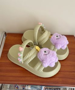 Cute Thick-Soled Slippers for Women - 2025 Summer Non-Slip Beach Sandals, Two-Way Wear, Trendy Casual Footwear