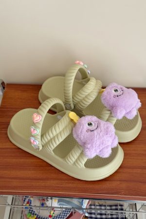 Cute Thick-Soled Slippers for Women - 2025 Summer Non-Slip Beach Sandals, Two-Way Wear, Trendy Casual Footwear