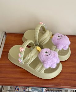 Cute Thick-Soled Slippers for Women - 2025 Summer Non-Slip Beach Sandals, Two-Way Wear, Trendy Casual Footwear