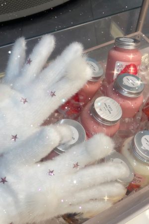 Cute Thick Star Plush Five-Finger Gloves for Girls - Warm Autumn Winter Accessories