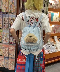 Cute Y2K Lace-Up Dog Backpack for Girls - Light Spring Commuter Small Bag, Perfect for Millennial Style and Niche Fashion