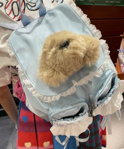 Cute Y2K Lace-Up Dog Backpack for Girls - Light Spring Commuter Small Bag, Perfect for Millennial Style and Niche Fashion