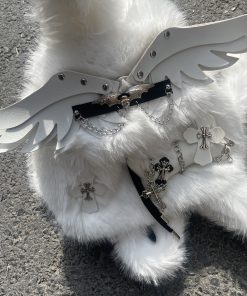 Cute Y2K Plush Angel Wings Backpack for Soft Girls - Autumn & Winter Niche Design