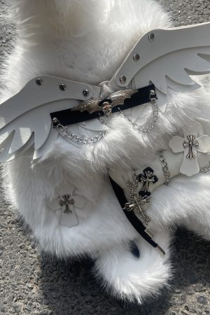 Cute Y2K Plush Angel Wings Backpack for Soft Girls - Autumn & Winter Niche Design