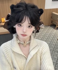 Cute Y2K Rabbit Necklace Plush Bear Choker Neck Chain for Spicy Girls - Doll Sweater Clavicle Chain Accessory