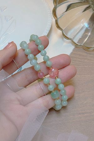 Cyan Retro Double-Layer Stacked Bracelet for Women, Ethnic Style Elastic Wristband, Fairy Sweet Gift Accessory