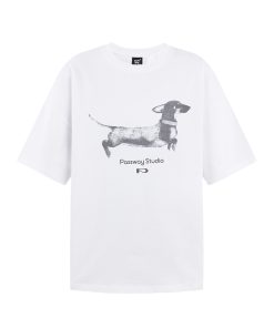 Dachshund Print Short Sleeve T-Shirt, Round Neck, Loose Fit, Casual Summer Wear, Comfortable Commuting Style, Pet Lover Tee