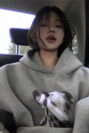 Dalmatian Print Hooded Fleece Jacket for Women, Loose Fit Heavyweight Sweatshirt, Casual Lazy Style, Trendy Celebrity Look