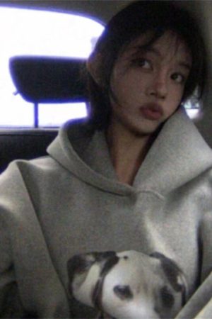 Dalmatian Print Hooded Fleece Jacket for Women, Loose Fit Heavyweight Sweatshirt, Casual Lazy Style, Trendy Celebrity Look