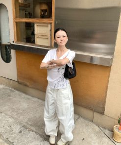 Dalmatian V-Neck Short Sleeve T-Shirt for Women - Casual Loose Fit Summer Top, Versatile Style, Trendy 2025 Hot Girl Fashion