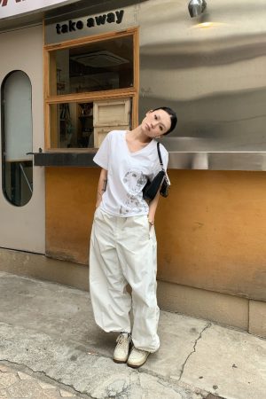 Dalmatian V-Neck Short Sleeve T-Shirt for Women - Casual Loose Fit Summer Top, Versatile Style, Trendy 2025 Hot Girl Fashion