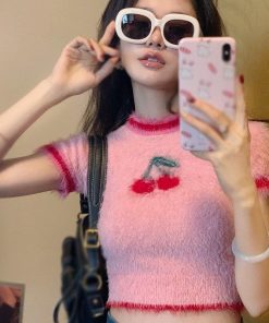 Dark Academia Fancy Dress, Academia Outfit Inspiration - Cherry Crop Sweater