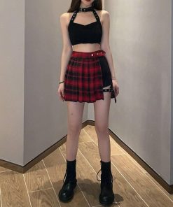 Dark Academia Fancy Dress, Dark Academia Costume - Grunge Plaid Mini Skort